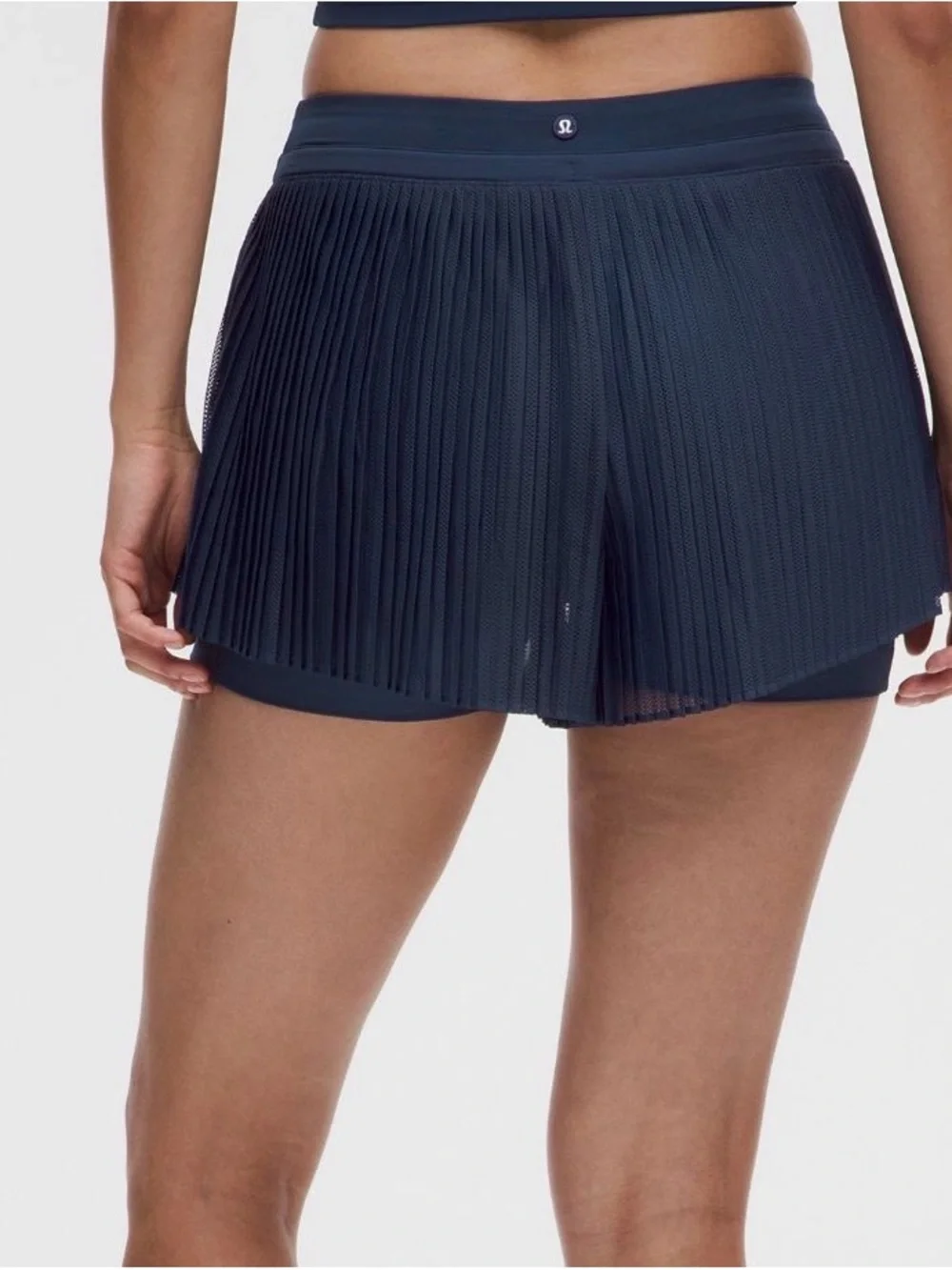 lululemon athletica Navy Pleated Athletic Shorts with Liner